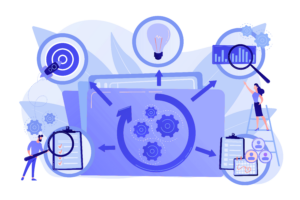 Digitale Infrastruktur Illustration – Vernetzte IT-Systeme als Rückgrat moderner Unternehmen