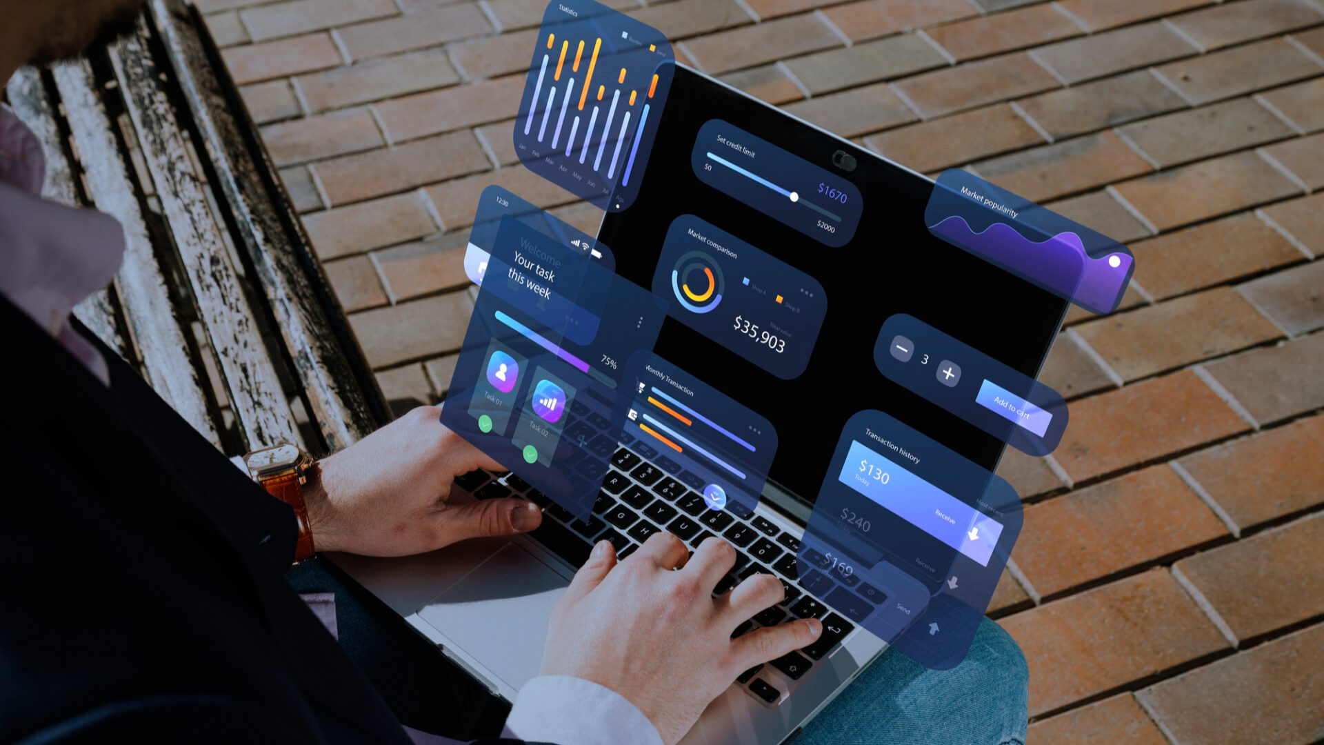 Modernes Dashboard mit Business-Intelligence-Datenvisualisierungen – Effiziente Datenanalyse für fundierte Geschäftsentscheidungen