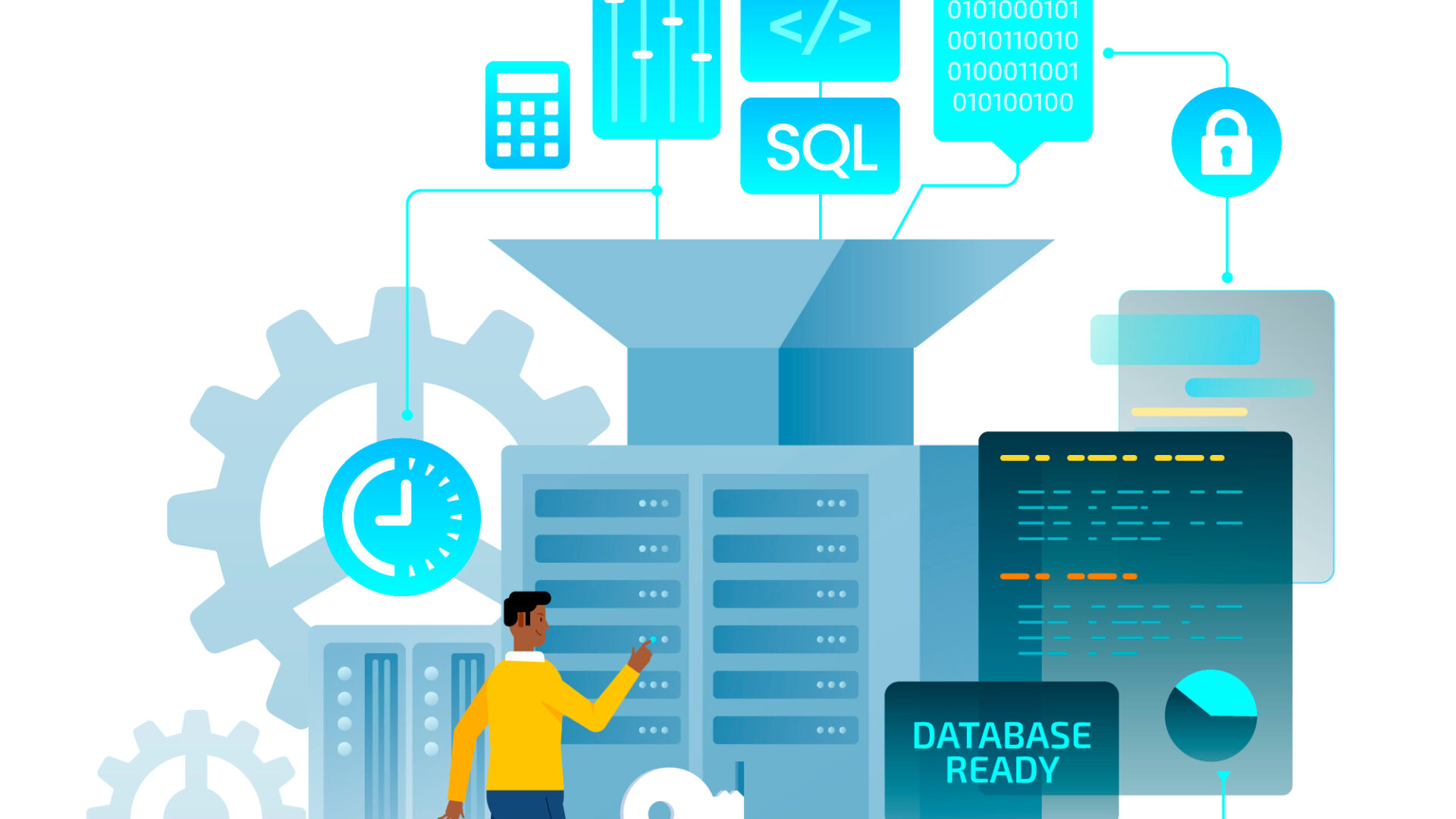 Ein IT-Spezialist analysiert Datenbankstrukturen auf mehreren Monitoren, um die Performance zu verbessern – Fokus auf Datenbank-Optimierung für Unternehmen