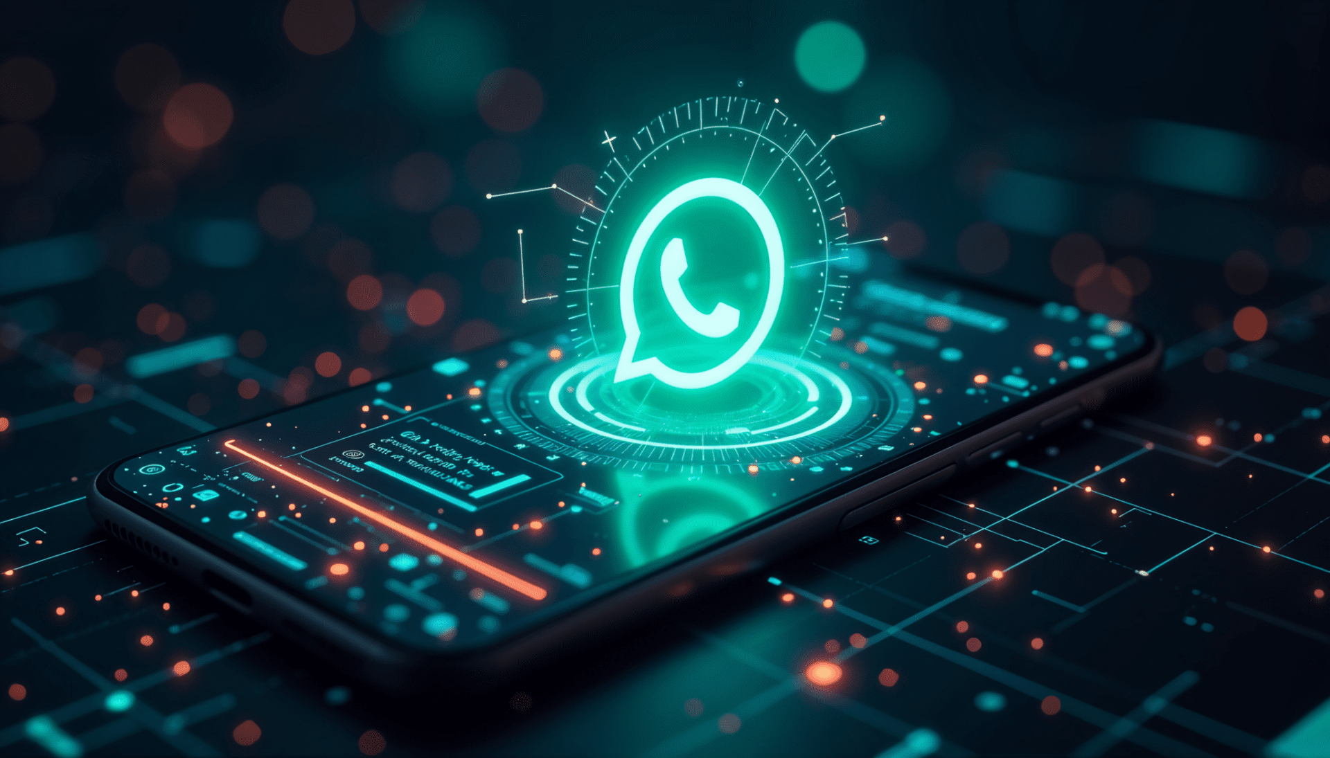 Illustration eines WhatsApp Bots, der automatisierte Nachrichten an Kunden sendet und Anfragen in Echtzeit beantwortet