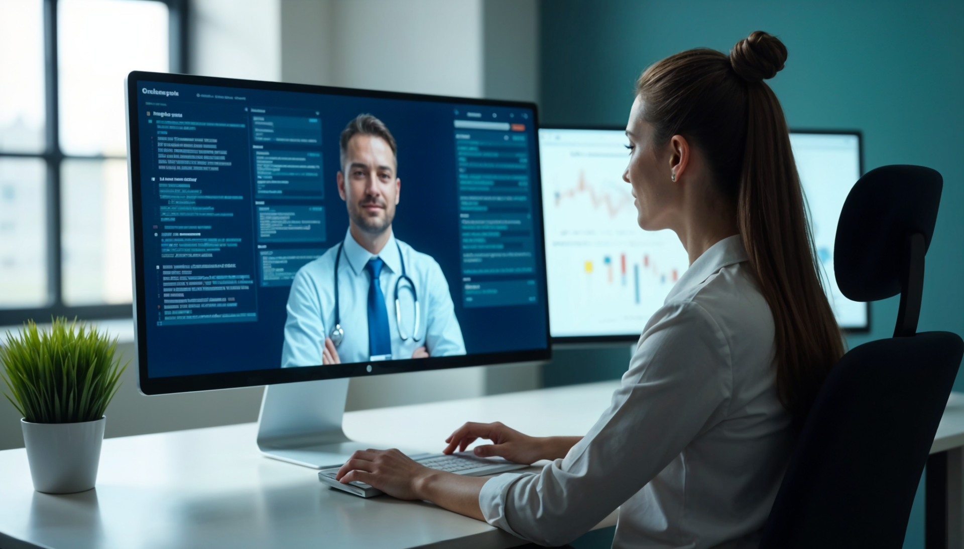 Symbolbild eines digitalen Assistenten mit futuristischem Interface, das ChatGPT 4 darstellt – moderne KI-Technologie für natürliche Sprachverarbeitung
